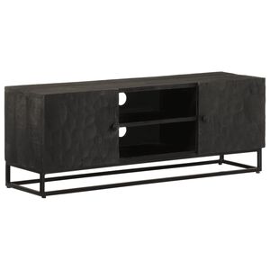 vidaXL TV Cabinet Black 110x30x40 cm Solid Wood Mango and Iron