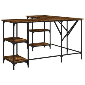 vidaXL Desk Smoked Oak 139x139x75 cm Engineered Wood