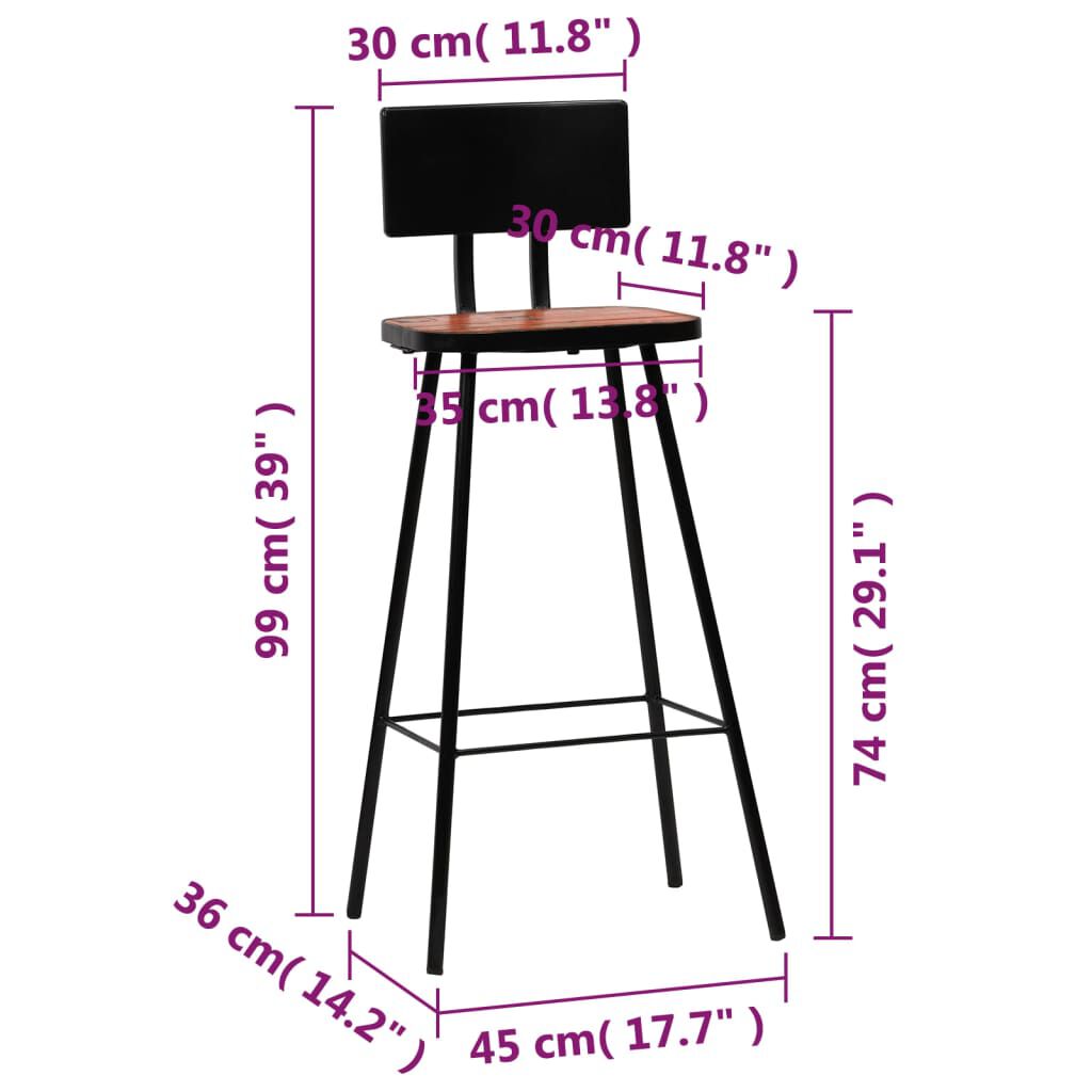 vidaXL Bar Chairs 2 pcs Solid Reclaimed Wood