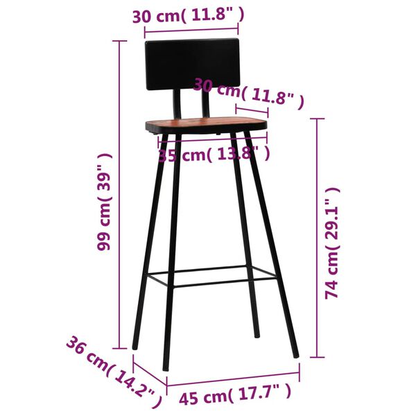 vidaXL Bar Chairs 2 pcs Solid Reclaimed Wood