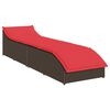 vidaXL Folding Sun Lounger with Cushion and Storage Brown Poly Rattan