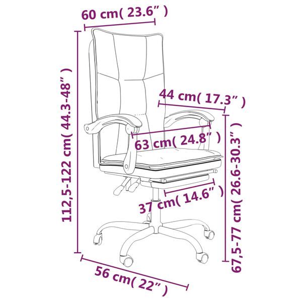 vidaXL Reclining Office Chair Black Faux Leather