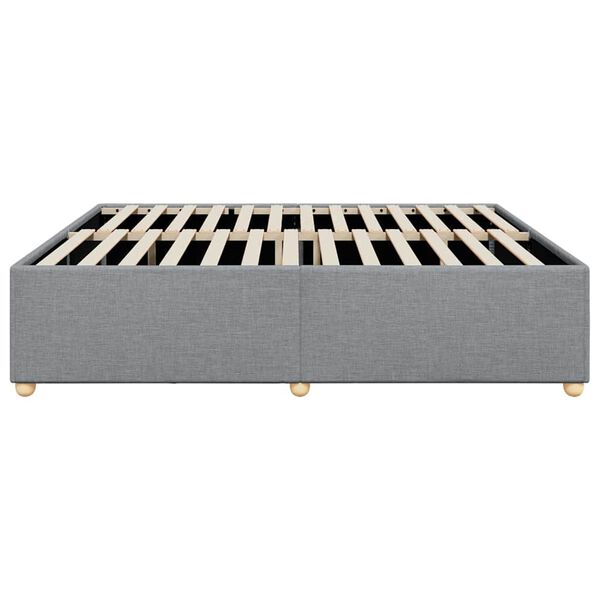 vidaXL Bed Frame without Mattress Light Grey King Fabric