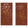 vidaXL Garden Wall Decorations 2pcs 105x55cm Corten Steel Flower Design