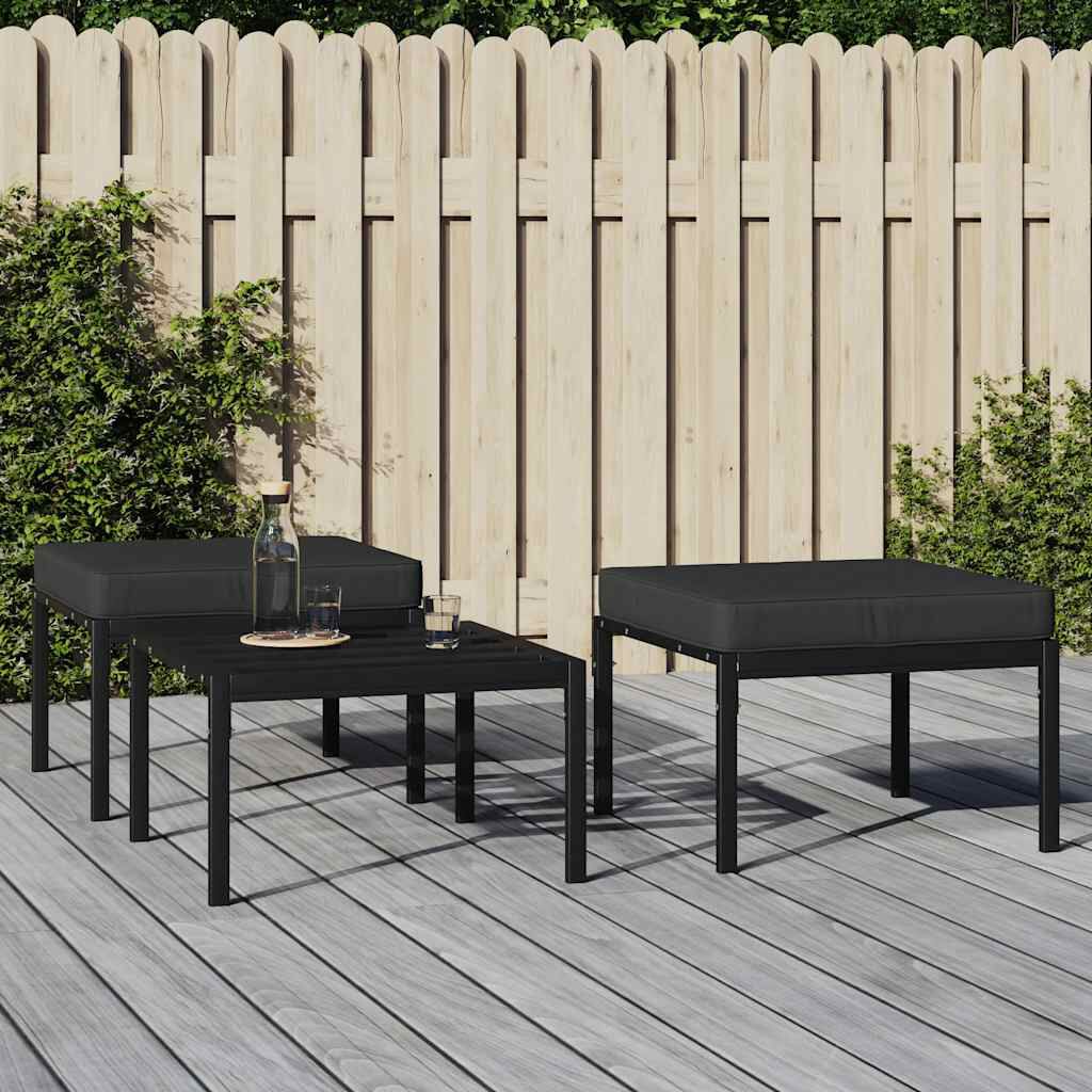 vidaXL Garden Footstools with Grey Cushions 2 pcs 60x60x35 cm Steel
