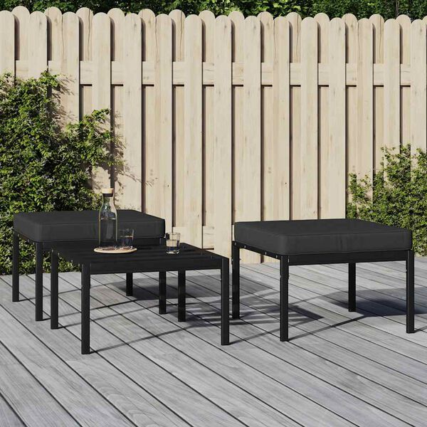 vidaXL Garden Footstools with Grey Cushions 2 pcs 60x60x35 cm Steel