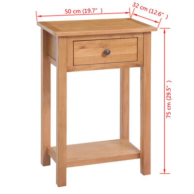 vidaXL Console Table 50x32x75 cm Solid Oak Wood