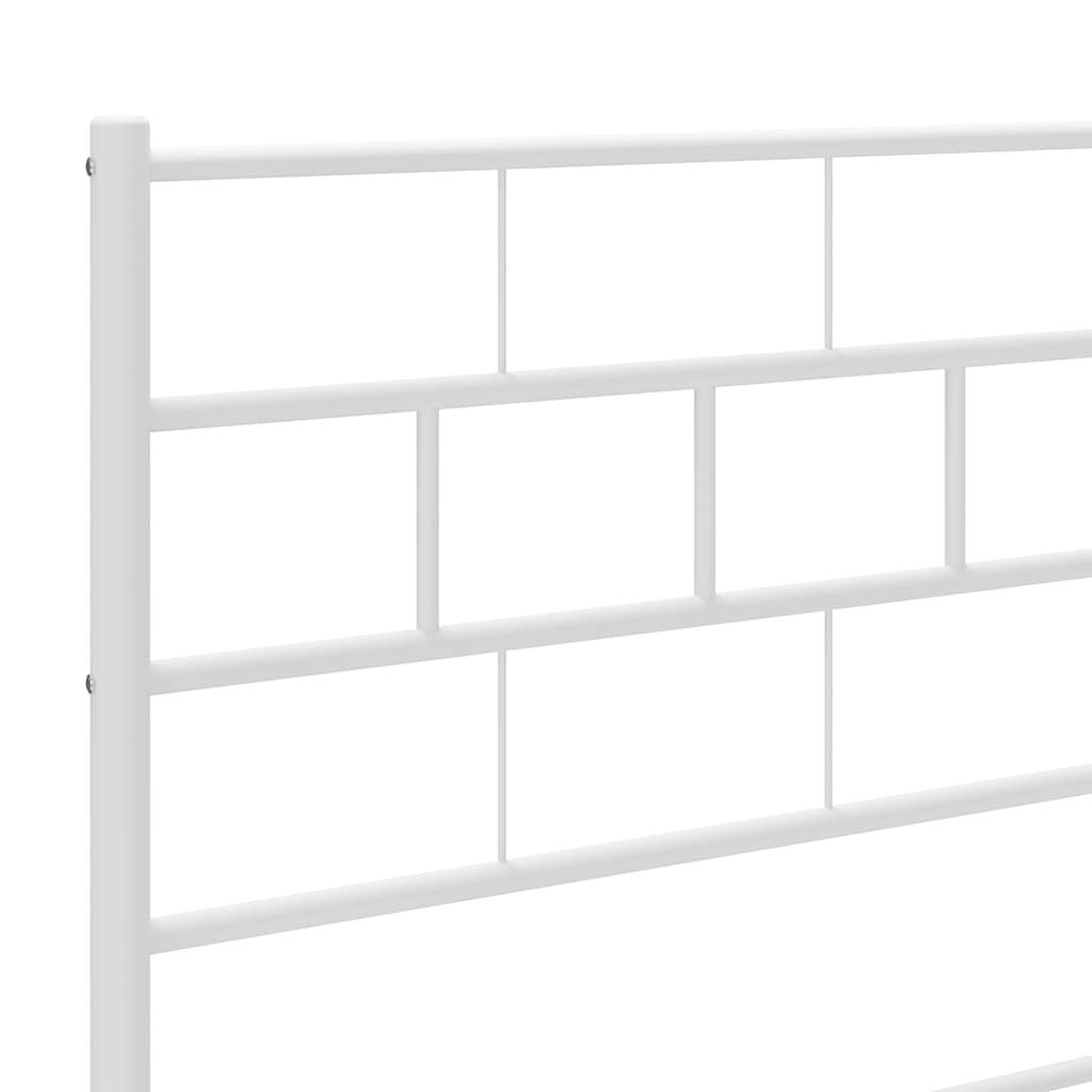 vidaXL Metal Bed Frame without Mattress with Footboard White 183x213cm
