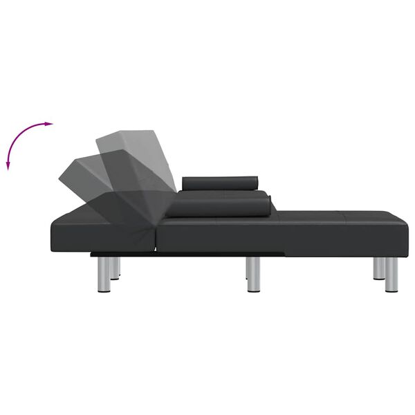 vidaXL L-shaped Sofa Bed Black 255x140x70 cm Faux Leather