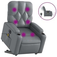 vidaXL Electric Stand up Massage Recliner Chair Grey Faux Leather