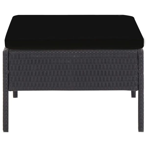 vidaXL 6 Piece Garden Lounge Set with Cushions Poly Rattan Black