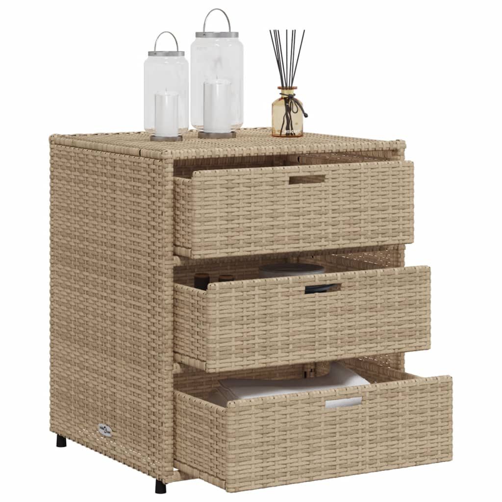 vidaXL Garden Storage Cabinet Beige 55x59x69 cm Poly Rattan