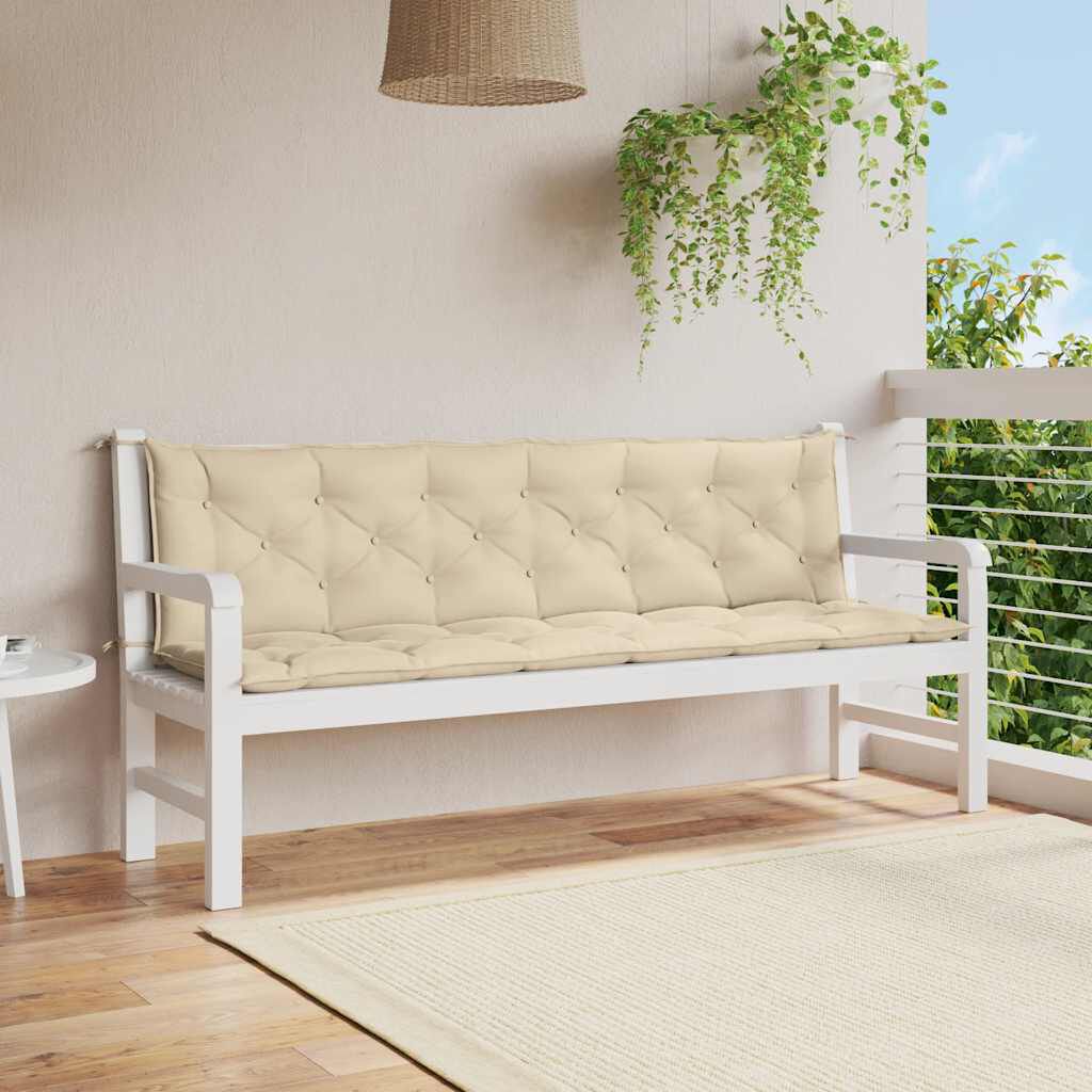 vidaXL Garden Bench Cushion Beige 200x(50+50)x7cm Oxford Fabric