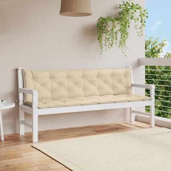 vidaXL Garden Bench Cushion Beige 200x(50+50)x7cm Oxford Fabric
