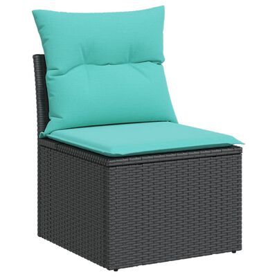 vidaXL 4 Piece Garden Sofa Set with Cushions Black Poly Rattan