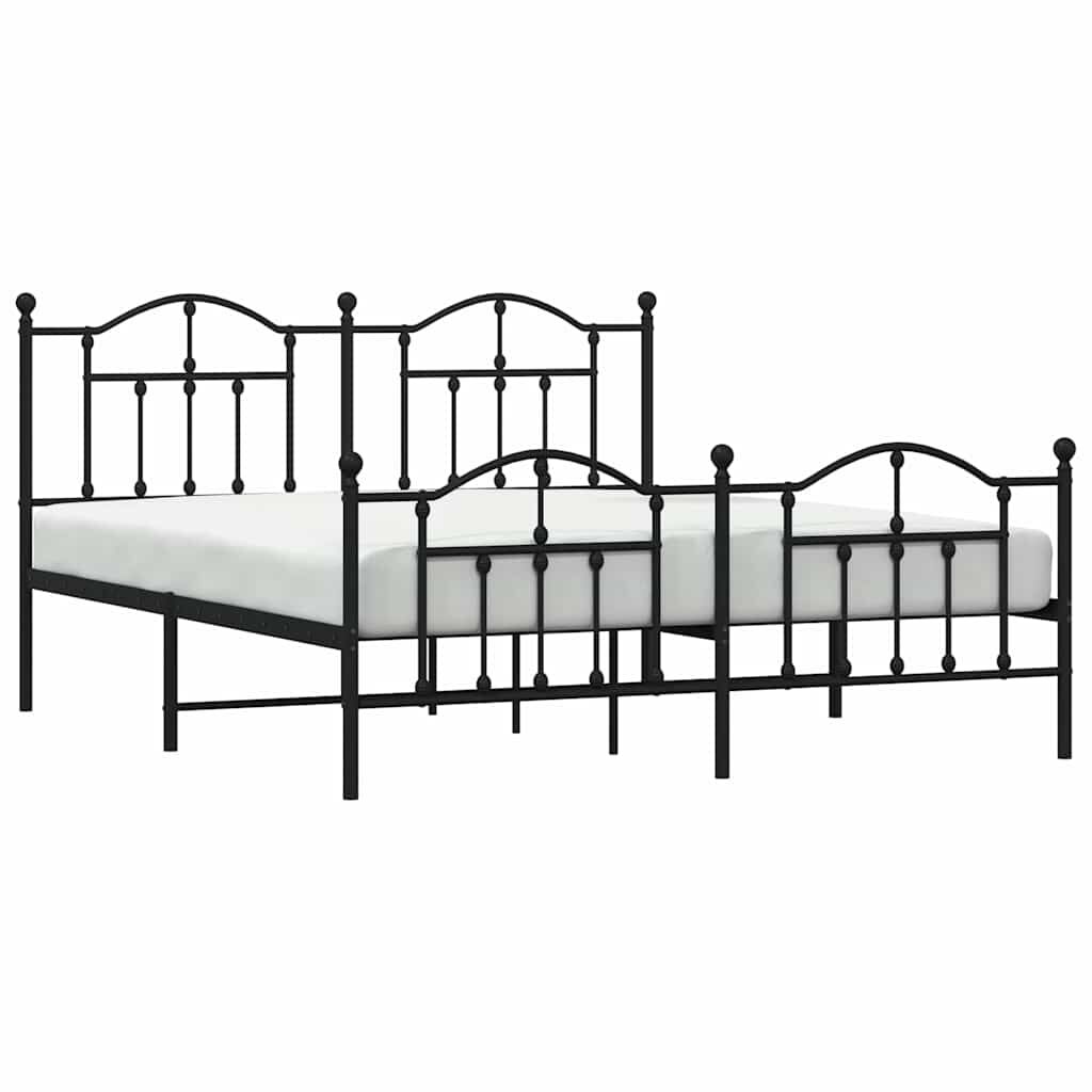 vidaXL Metal Bed Frame without Mattress with Footboard Black 183x213cm
