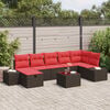 vidaXL Garden Sofa Set with Cushion 8 pcs Brown Poly Rattan