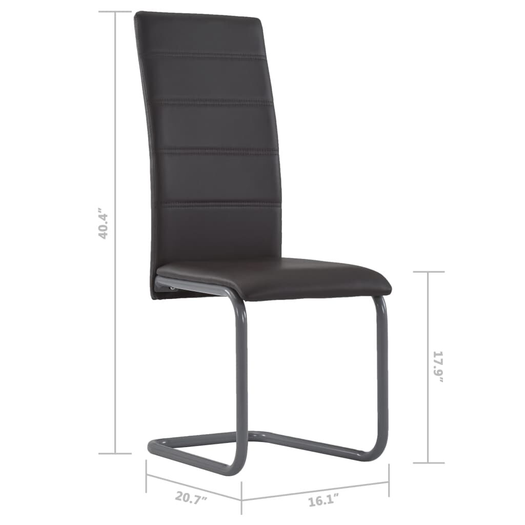 vidaXL Cantilever Dining Chairs 4 pcs Brown Faux Leather