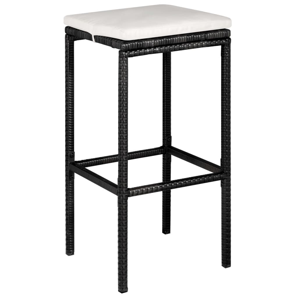 vidaXL 5 Piece Garden Bar Set with Cushions Poly Rattan Black