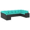 vidaXL 10 Piece Garden Sofa Set with Cushions Black Poly Rattan