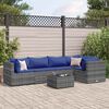 vidaXL 6 Piece Garden Lounge Set with Cushions Grey Poly Rattan
