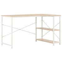 vidaXL Computer Desk White and Oak 120x72x70 cm