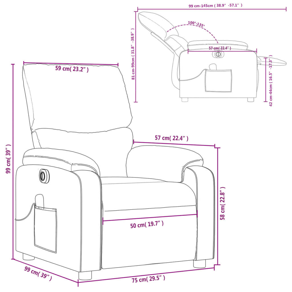 vidaXL Electric Massage Recliner Chair Dark Grey Fabric