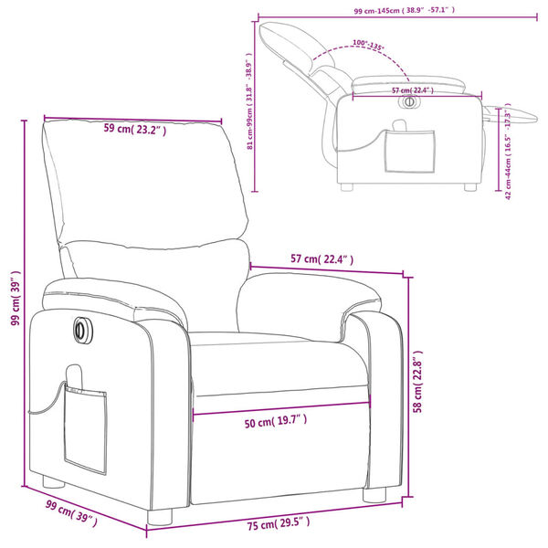 vidaXL Electric Massage Recliner Chair Dark Grey Fabric