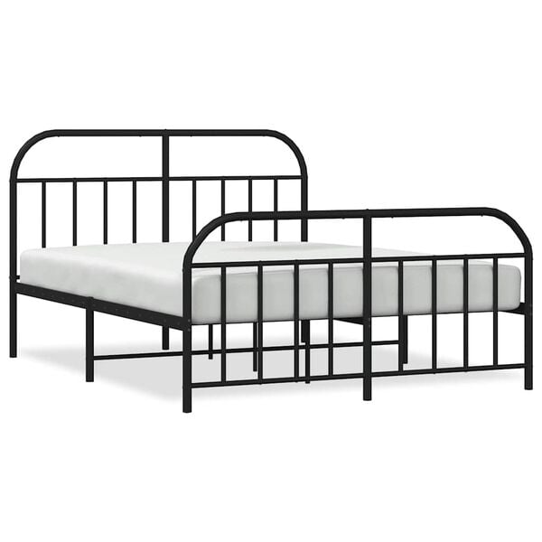 vidaXL Metal Bed Frame without Mattress with Footboard Black 183x213cm