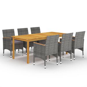 vidaXL 7 Piece Garden Dining Set Grey