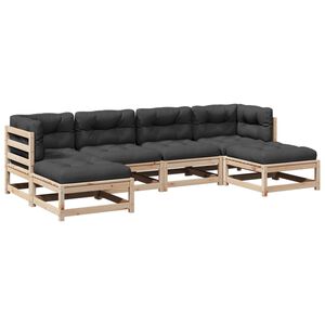 vidaXL 6 Piece Garden Sofa Set with Cushions Solid Wood Pine
