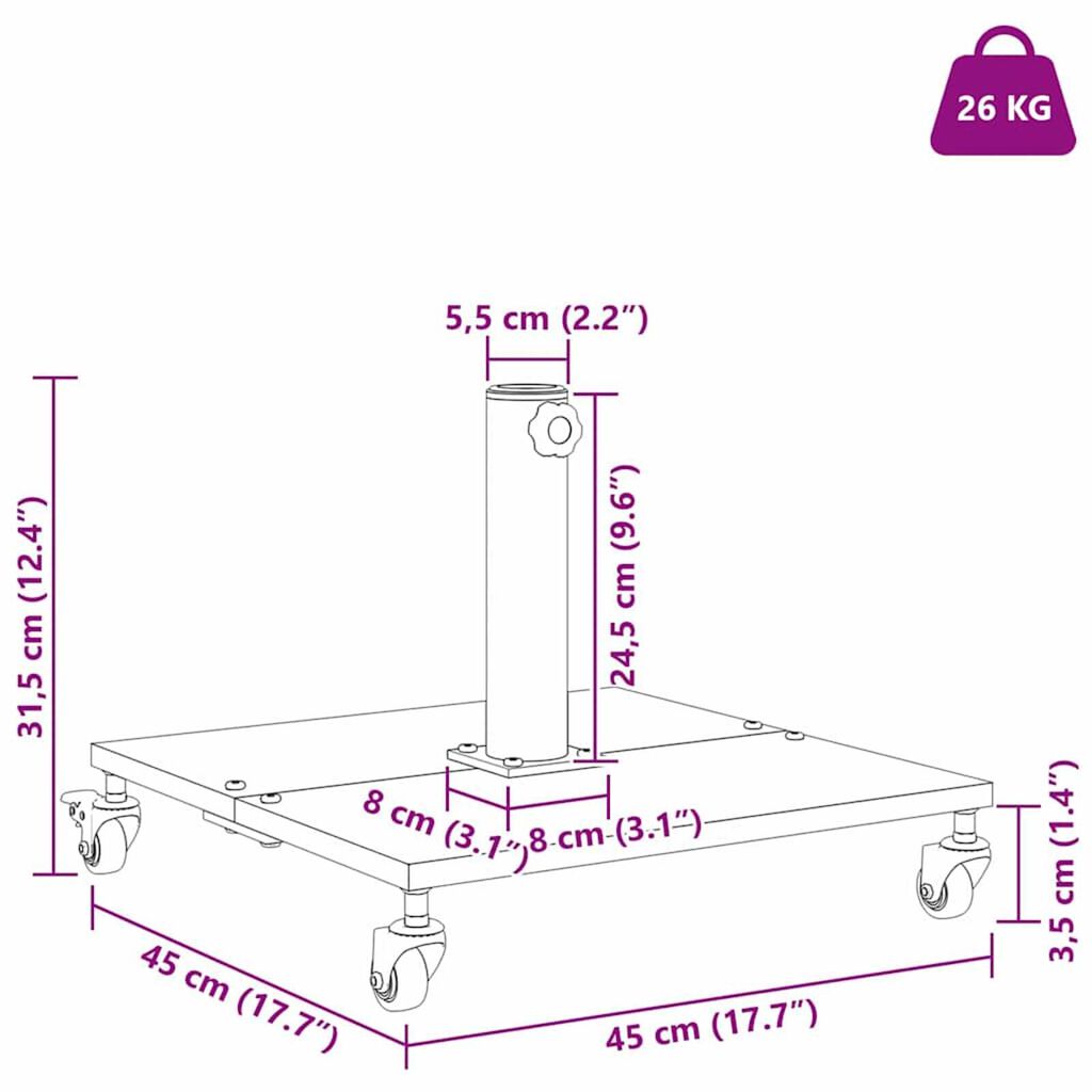 vidaXL Outdoor Umbrella Bases Black 45 x 45 x 31.5 cm Steel