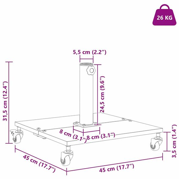 vidaXL Outdoor Umbrella Bases Black 45 x 45 x 31.5 cm Steel