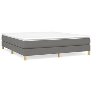 vidaXL Box Spring Bed Frame Dark Grey King Fabric (US Only)