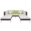 vidaXL 4 Piece Garden Lounge Set with Cushions Poly Rattan Brown