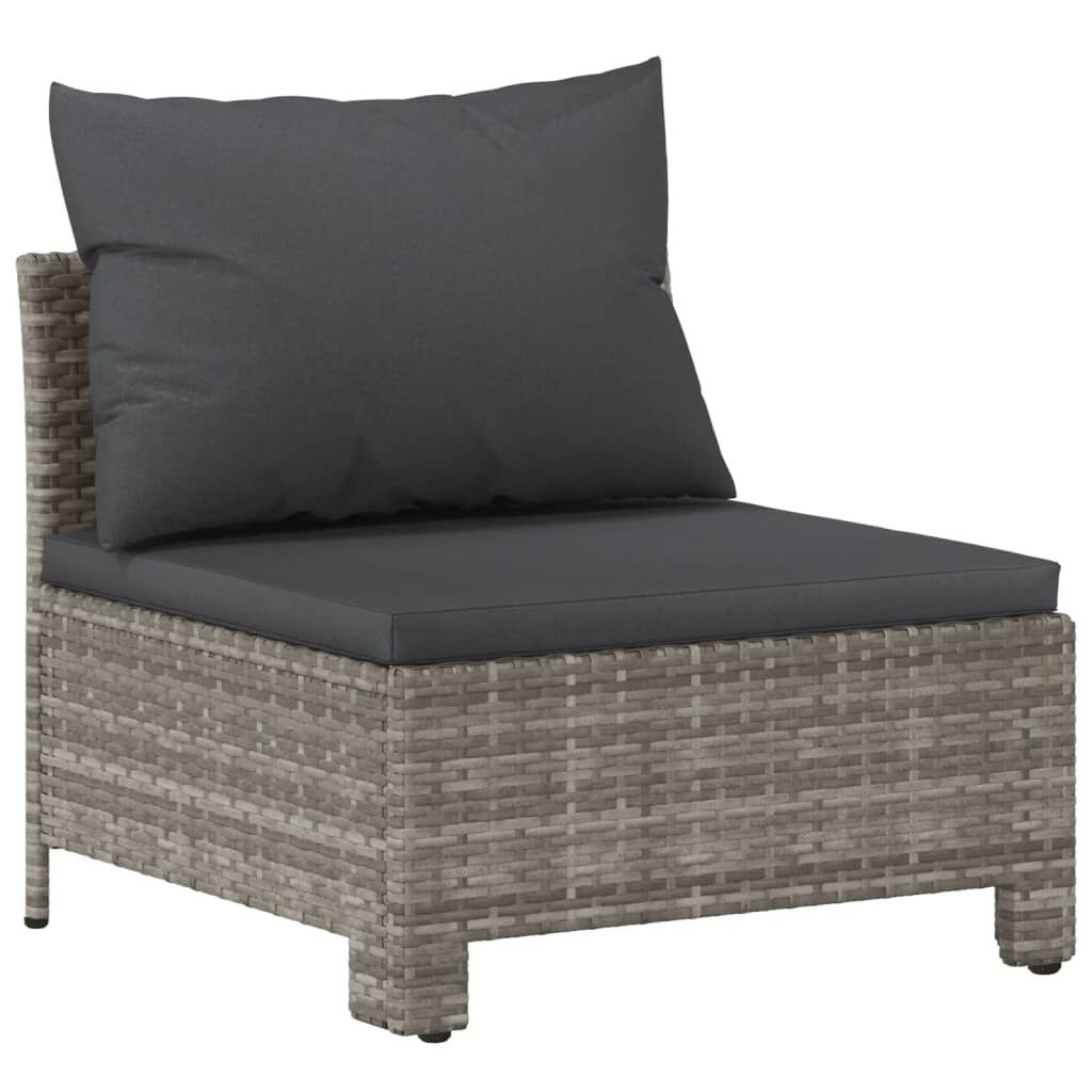 vidaXL 5 Piece Garden Lounge Set with Cushions Grey Poly Rattan