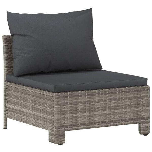 vidaXL 5 Piece Garden Lounge Set with Cushions Grey Poly Rattan