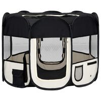 vidaXL Foldable Dog Playpen with Carrying Bag Black 90x90x58 cm