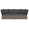 vidaXL Garden Sofa with Cushions Grey Poly Rattan