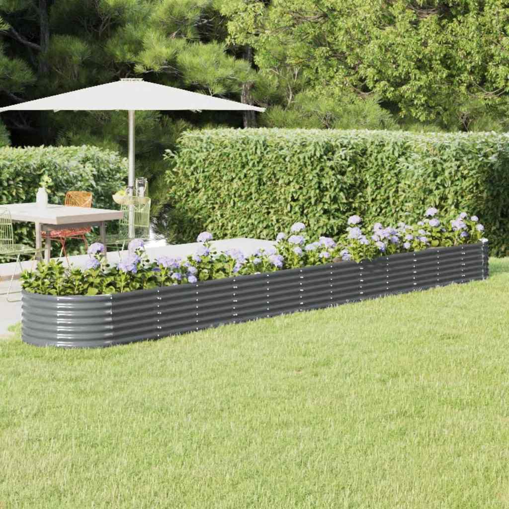 vidaXL Garden Raised Bed Powder-coated Steel 512x80x36 cm Anthracite