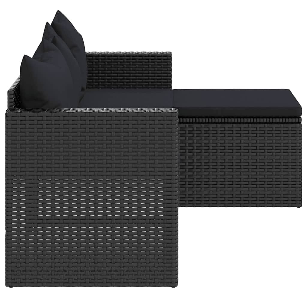 vidaXL Garden Lounge Set Black Poly Rattan