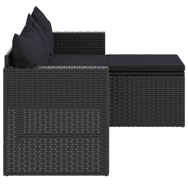 vidaXL Garden Lounge Set Black Poly Rattan