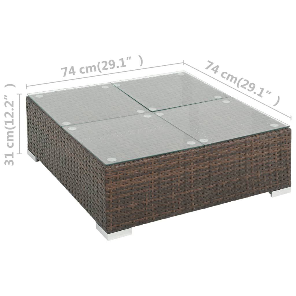 vidaXL 7 Piece Garden Lounge Set with Cushions Poly Rattan Brown