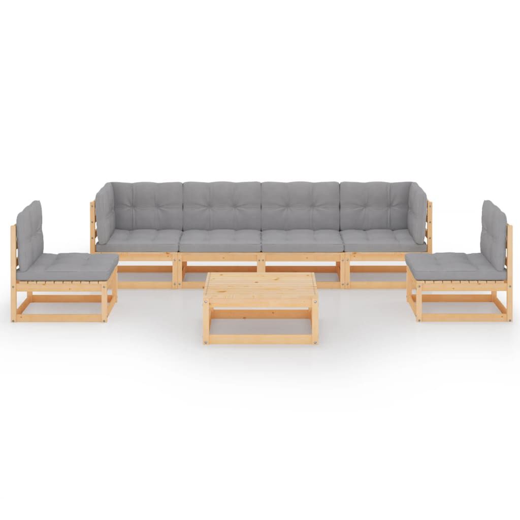 vidaXL 7 Piece Garden Lounge Set with Cushions Solid Pinewood