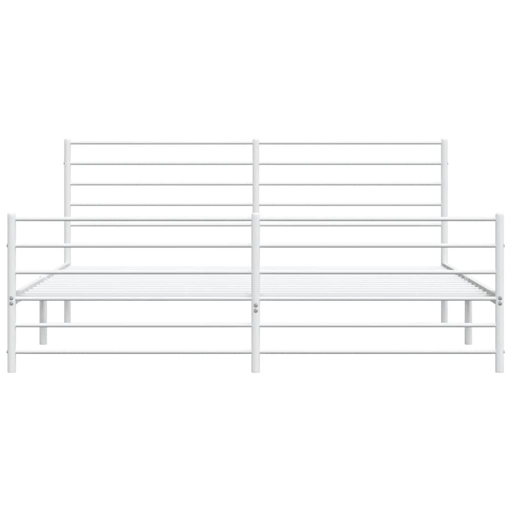 vidaXL Metal Bed Frame without Mattress with Footboard White 183x213cm