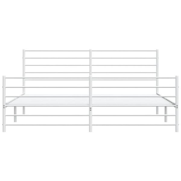 vidaXL Metal Bed Frame without Mattress with Footboard White 183x213cm