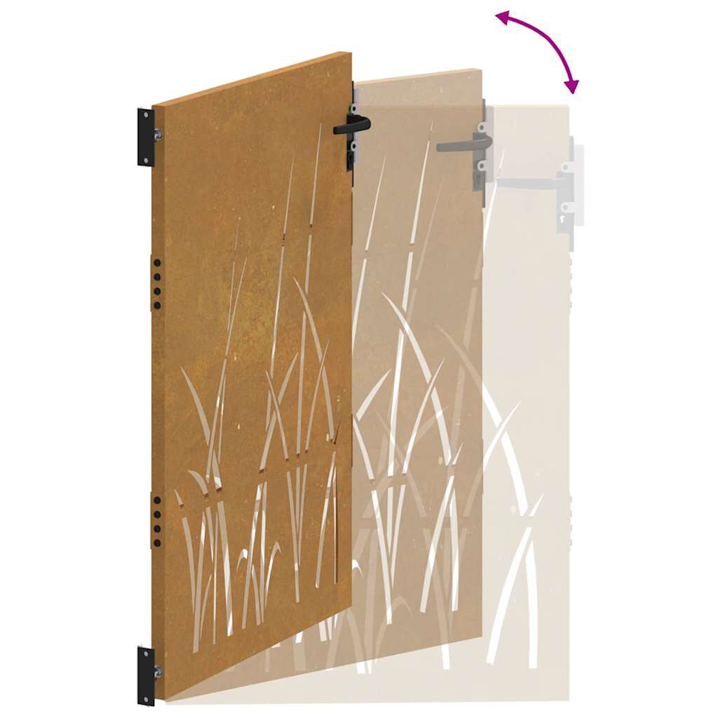 vidaXL Garden Gate 85x150 cm Corten Steel Grass Design
