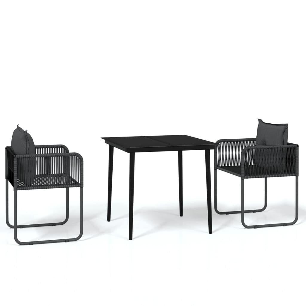 vidaXL 3 Piece Garden Dining Set Black