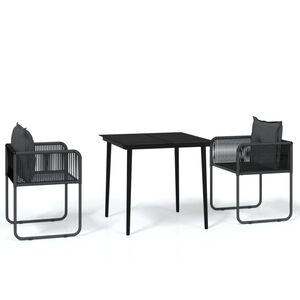 vidaXL 3 Piece Garden Dining Set Black