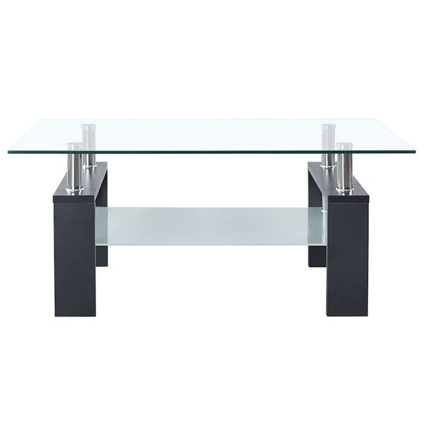 vidaXL Coffee Table Grey and Transparent 95x55x40 cm Tempered Glass